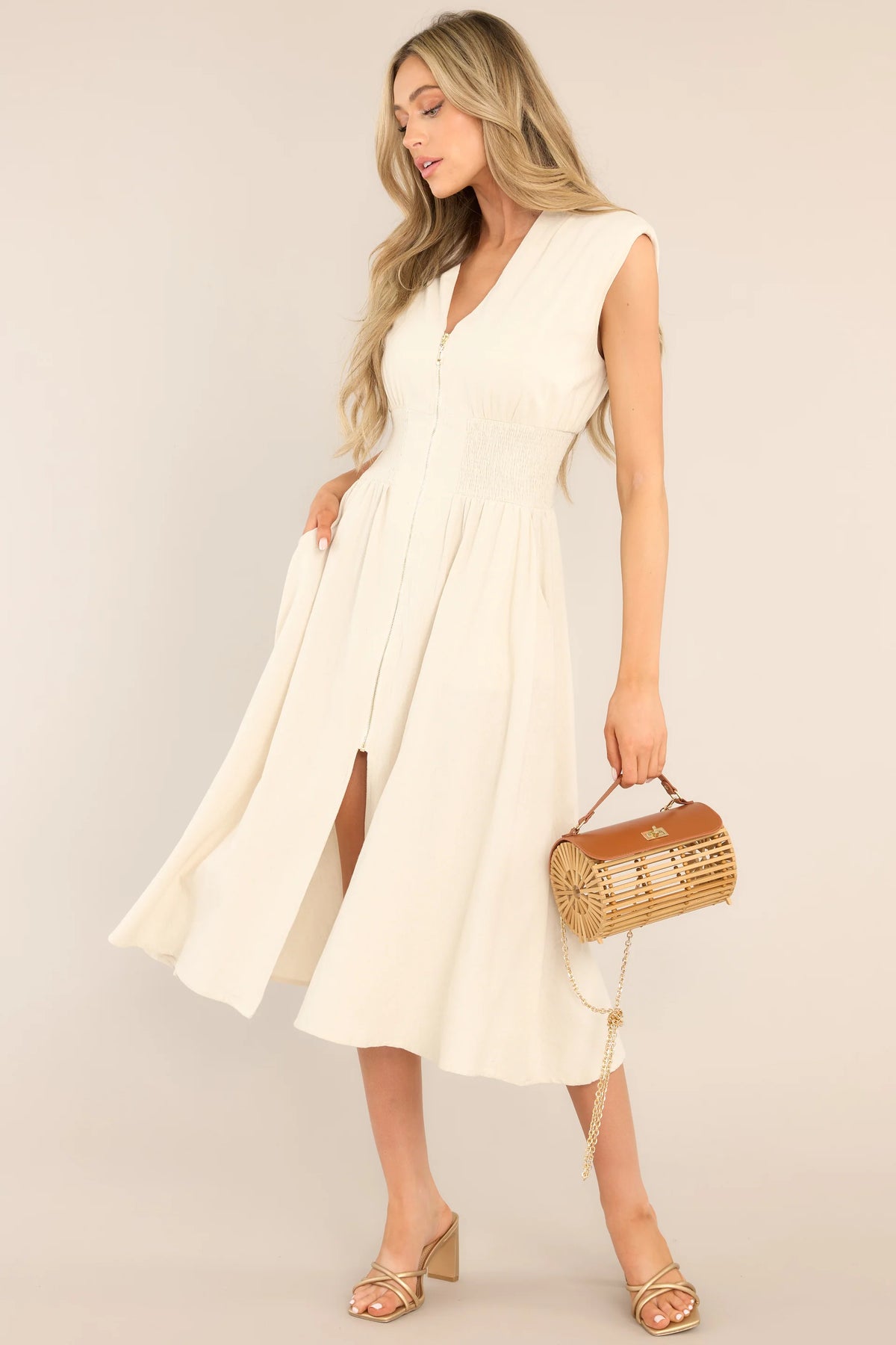 Lara™ | Elegante midi-jurk met ritssluiting en split