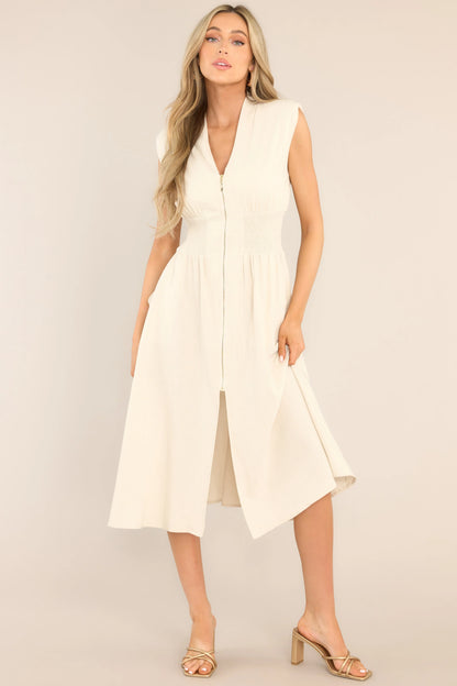 Lara™ | Elegante midi-jurk met ritssluiting en split