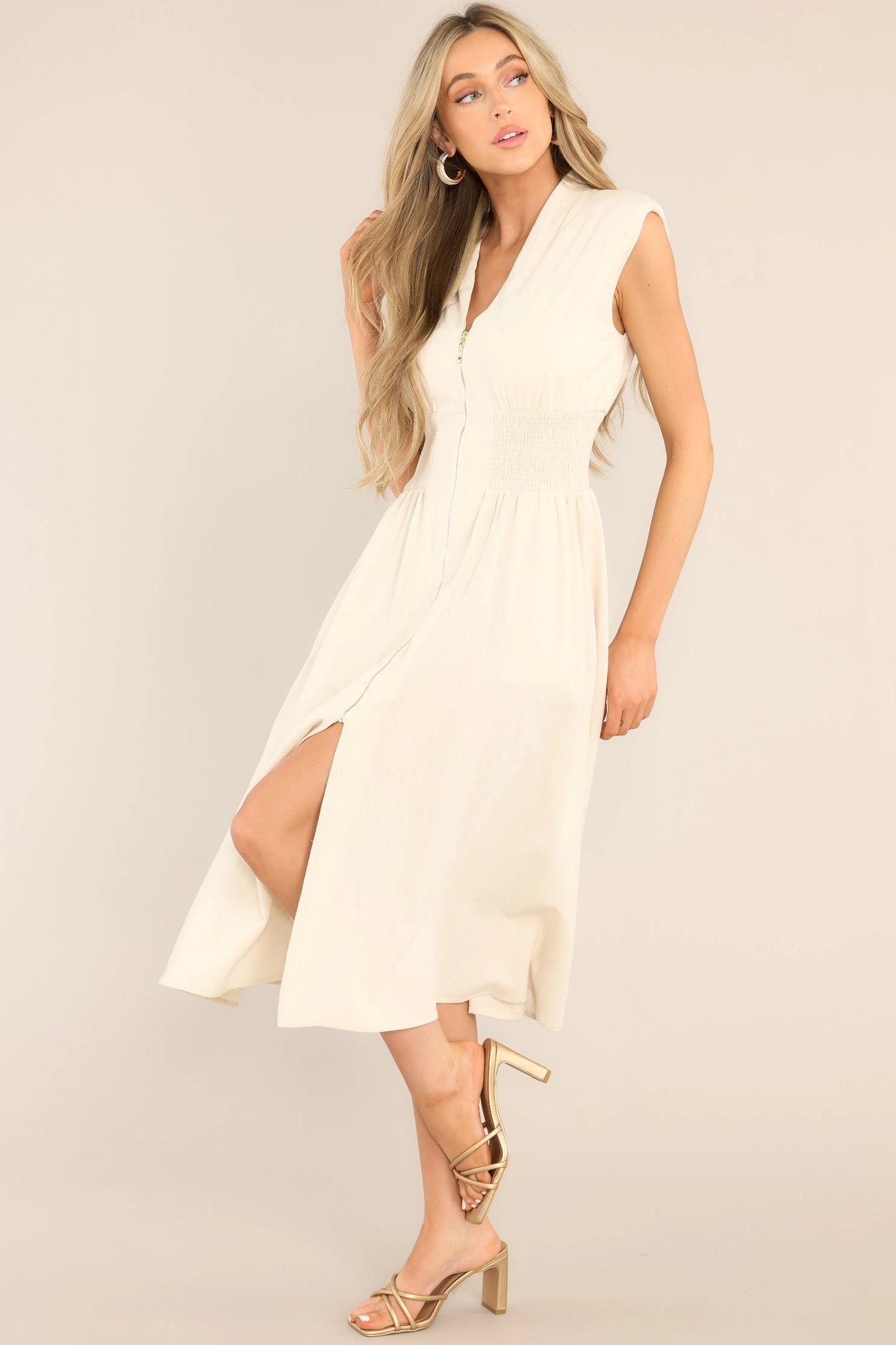 Lara™ | Elegante midi-jurk met ritssluiting en split