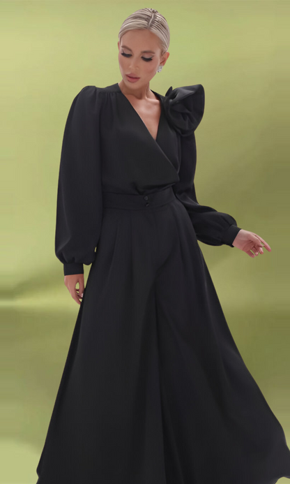 Leonie™ | Elegante Satijnen Blouse & Broek Set