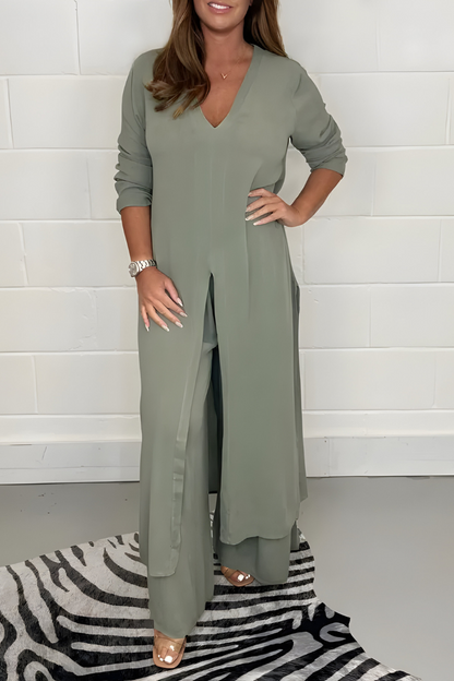 Michelle™ | Korte mouwen top + wijde broek