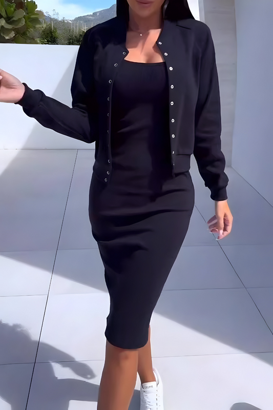 Fleur™ | Comfortabele Midi Jurk met Bijpassend Vest