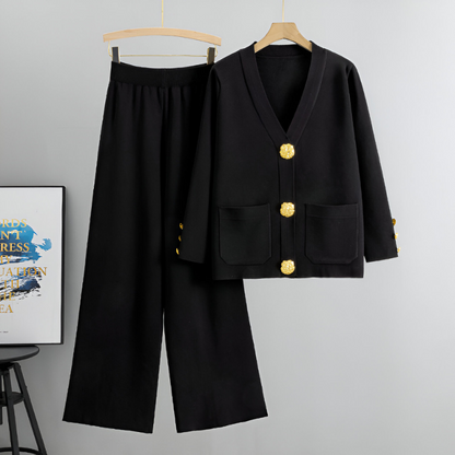 Eva™ | Set met geknoopt vest en broek met wijde pijpen