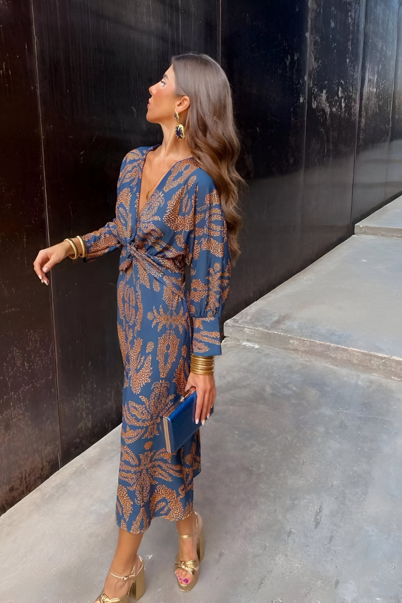 Carice™ | Luxe Maxi-jurk met Gedraaide Voorkant
