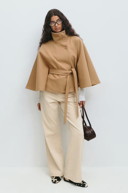 Aurora™ | Elegante Wolmix Cape met Ceintuur