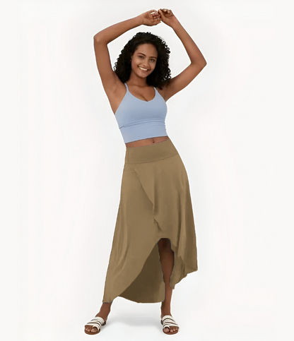 Elise™ | 2-in-1 sneldrogende casual midi rok met hoge taille en lage ruches