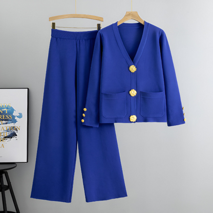 Eva™ | Set met geknoopt vest en broek met wijde pijpen