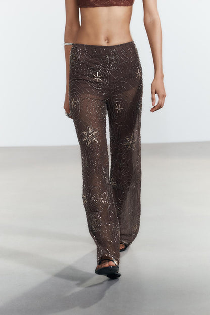 Lydia™ | Kralen Mesh Broek met Kristallen