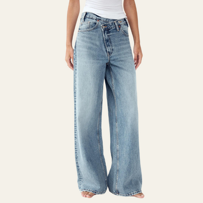 Noor™ | Trendy Twist Jeans met High Waist & Relaxte Pijpen