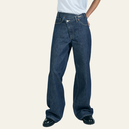 Noor™ | Trendy Twist Jeans met High Waist & Relaxte Pijpen