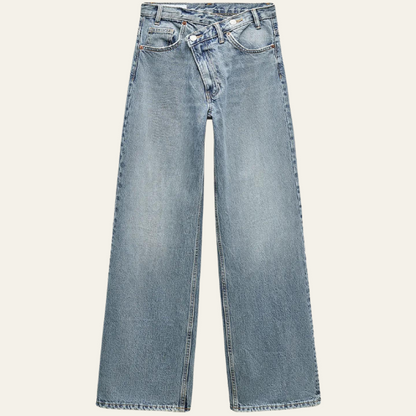 Noor™ | Trendy Twist Jeans met High Waist & Relaxte Pijpen