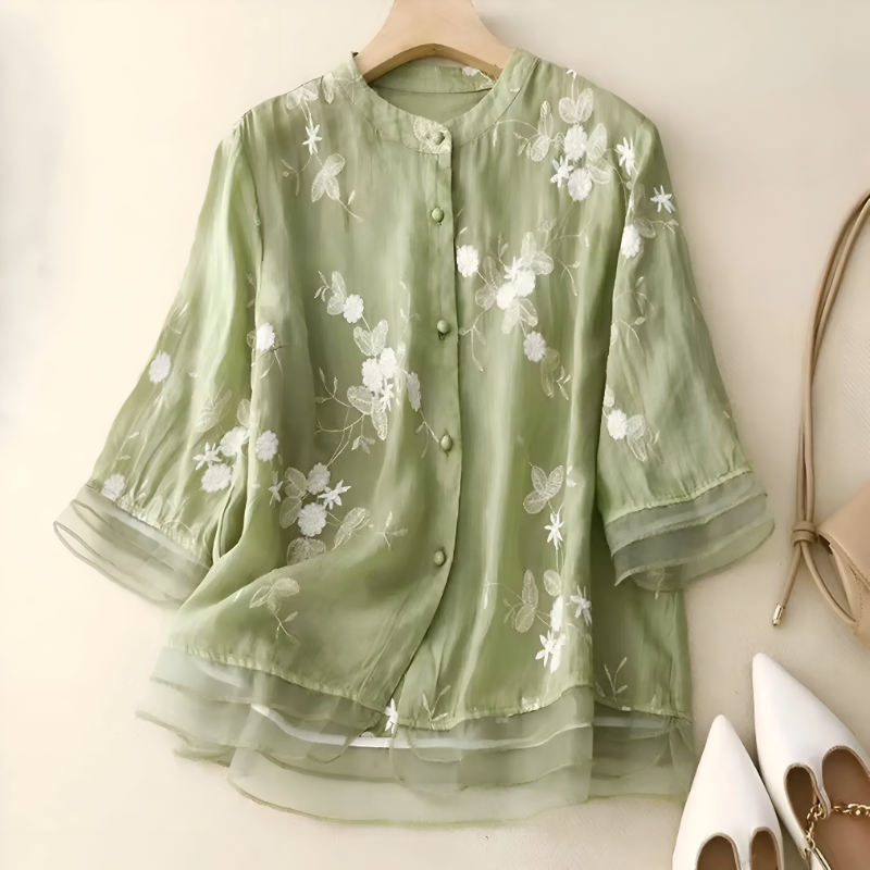 Emily™ | Top met Bloemenborduursel