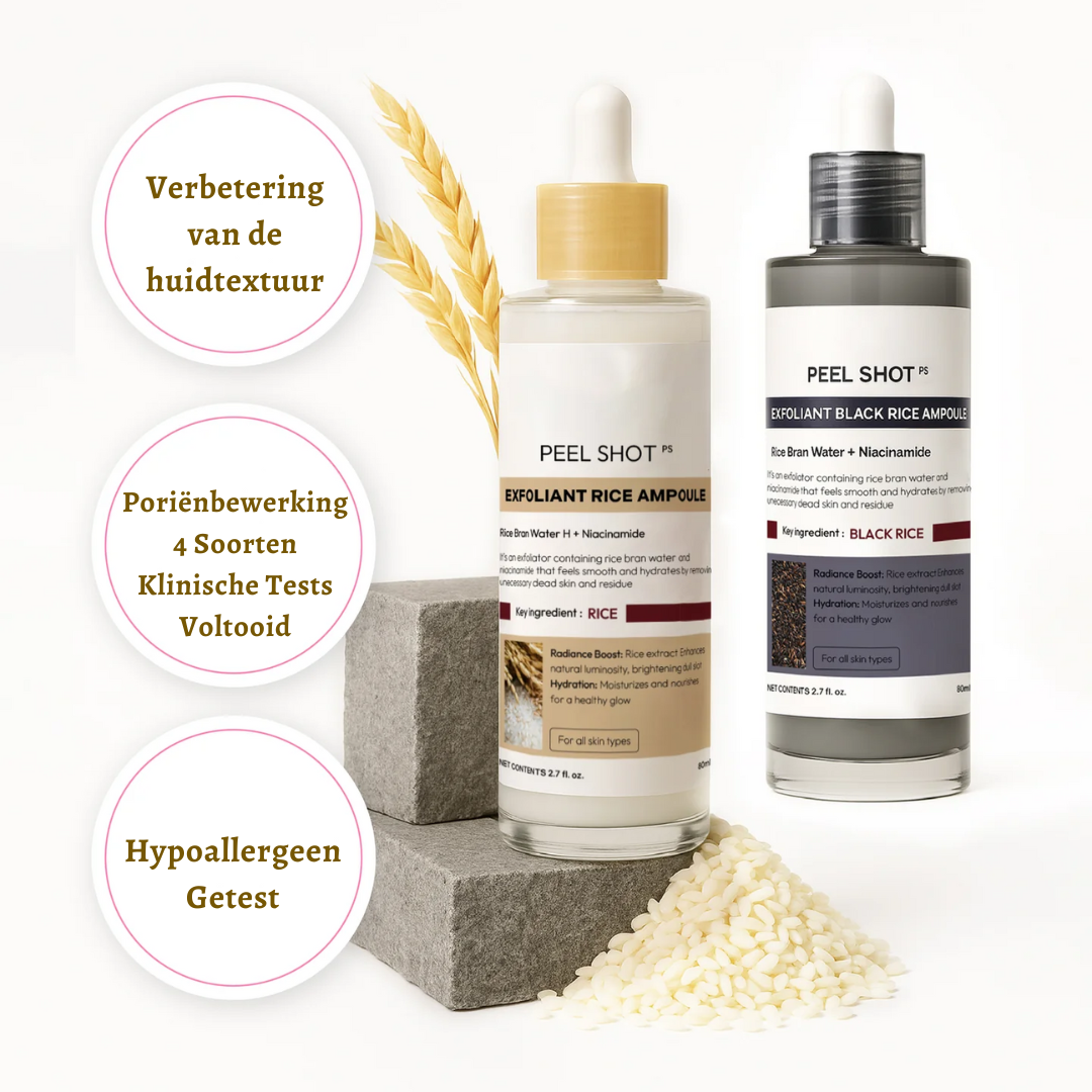 Peelshot™ | Duo Rijst Exfoliant Voor Stralende En Zuivere Huid
