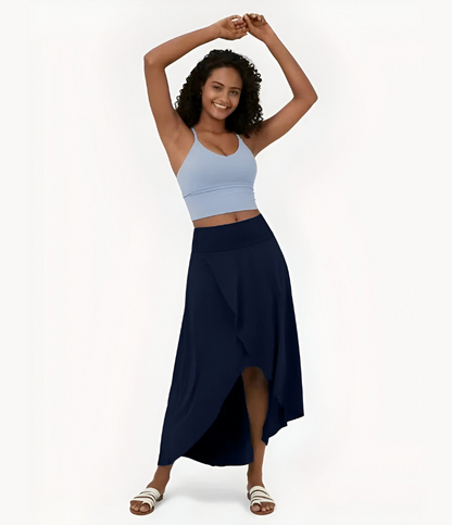 Elise™ | 2-in-1 sneldrogende casual midi rok met hoge taille en lage ruches