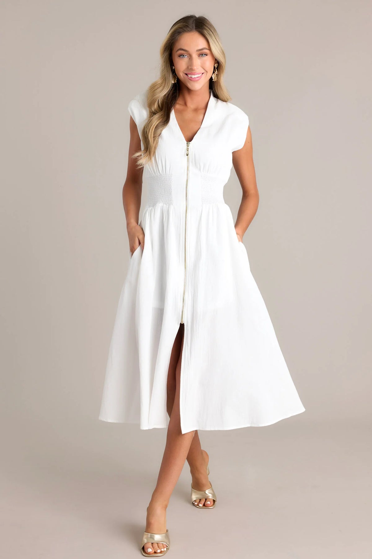 Lara™ | Elegante midi-jurk met ritssluiting en split