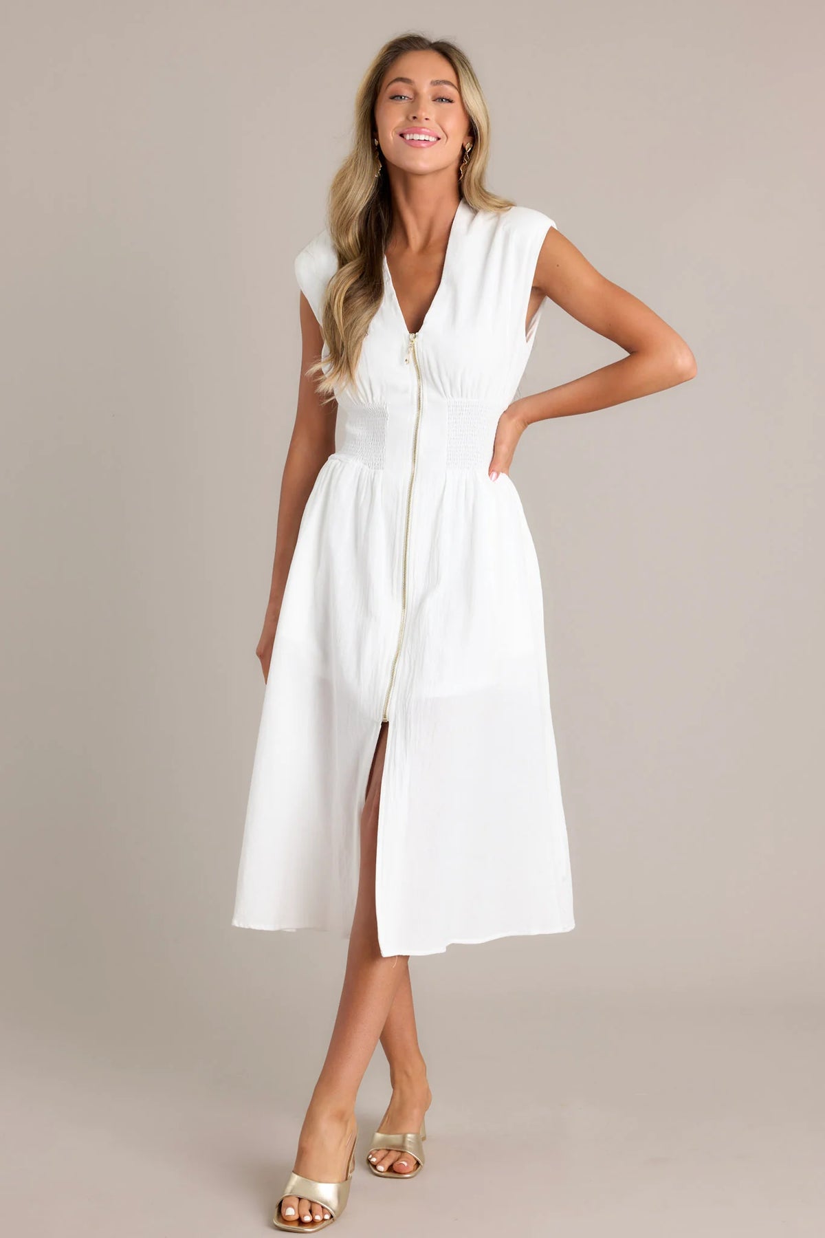 Lara™ | Elegante midi-jurk met ritssluiting en split