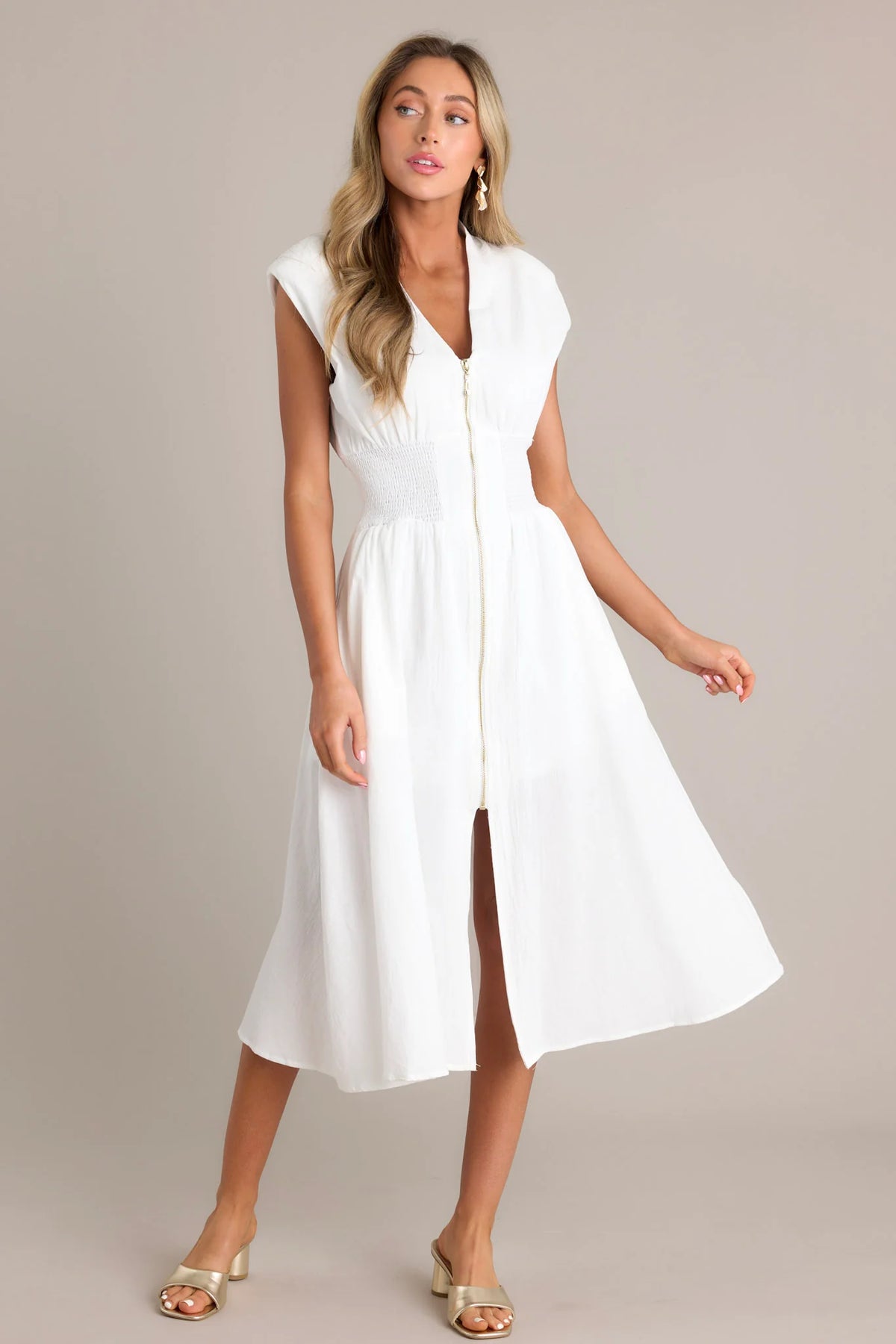 Lara™ | Elegante midi-jurk met ritssluiting en split