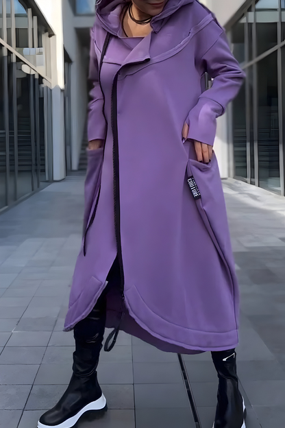 Estelle™ | Lange Hoodie Jurk met Ritssluiting