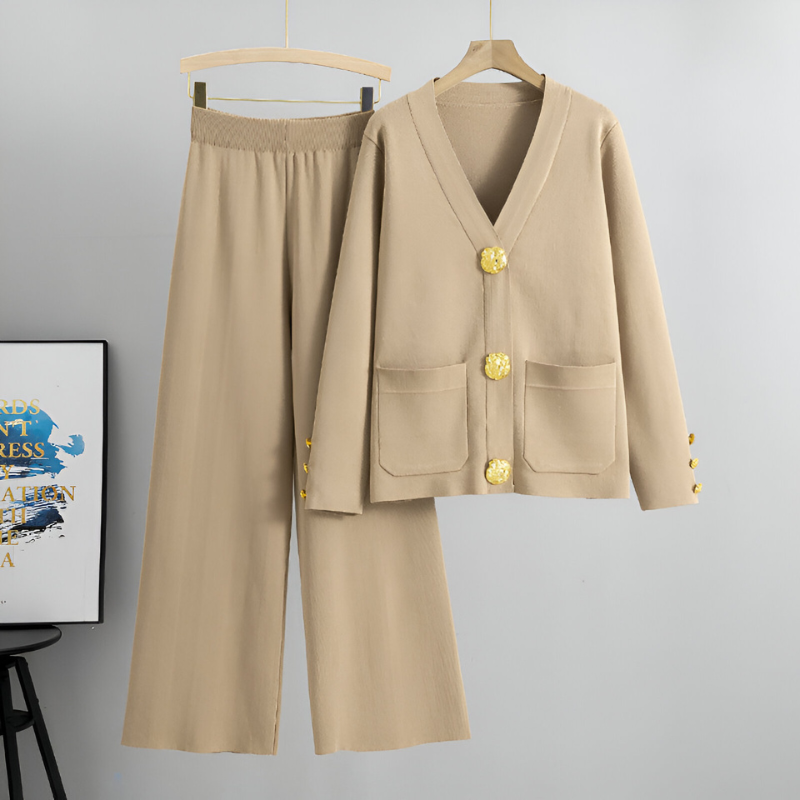 Eva™ | Set met geknoopt vest en broek met wijde pijpen