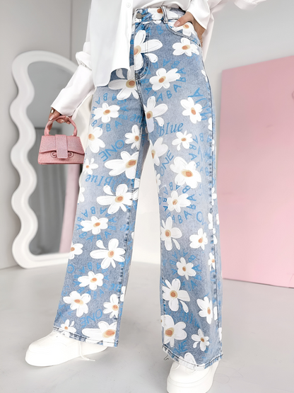 Sylvia™ | Stijlvolle Spijkerbroek met Bloemenpatroon