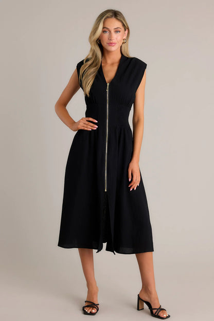 Lara™ | Elegante midi-jurk met ritssluiting en split