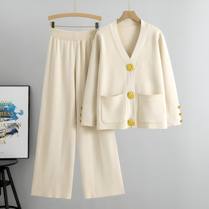 Eva™ | Set met geknoopt vest en broek met wijde pijpen