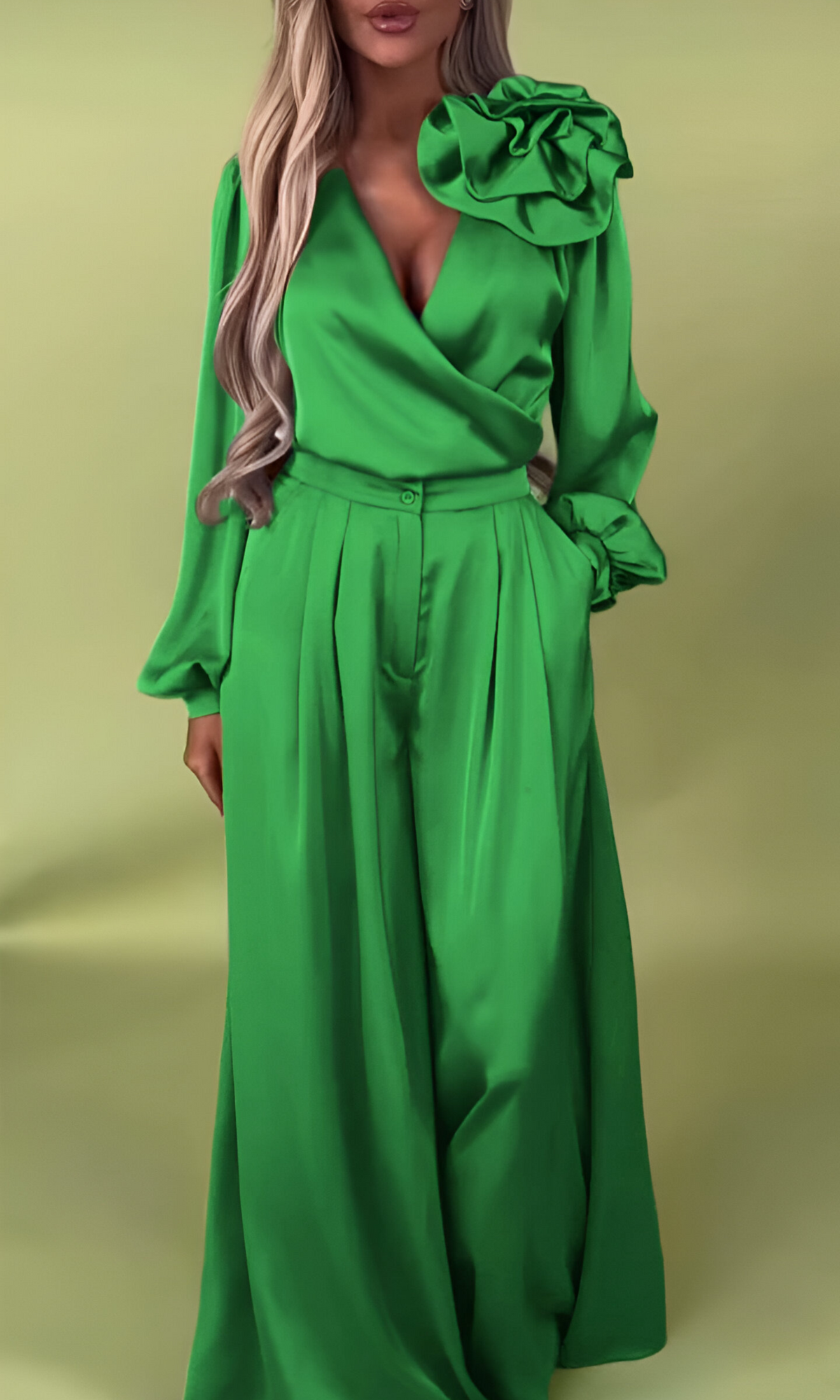 Leonie™ | Elegante Satijnen Blouse & Broek Set