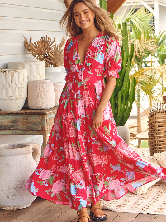 Annabel™ | Elegante Bloemenprint Jurk