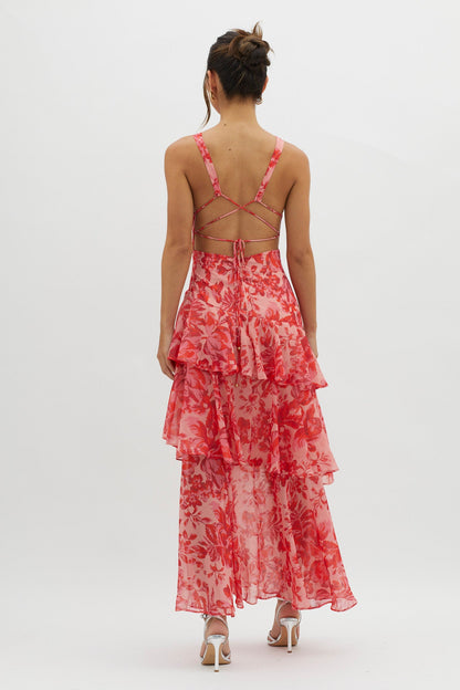 Bente™ | Elegante Gelaagde Maxi-jurk met Print