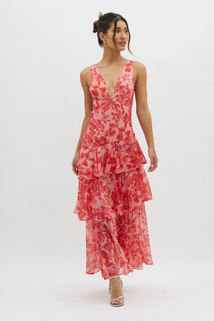 Bente™ | Elegante Gelaagde Maxi-jurk met Print