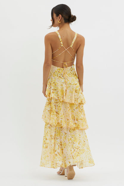 Bente™ | Elegante Gelaagde Maxi-jurk met Print