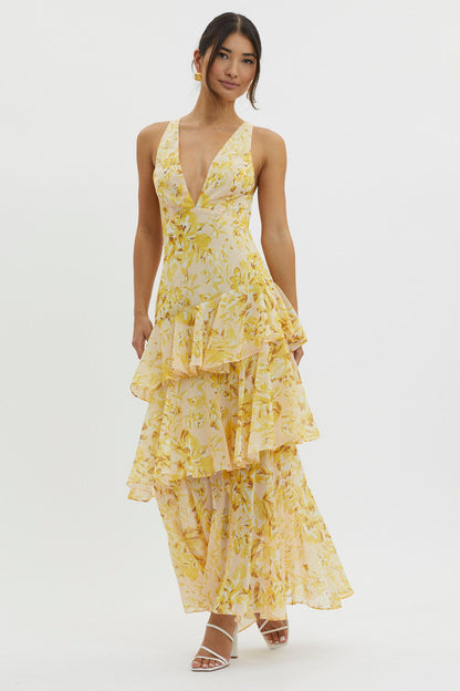 Bente™ | Elegante Gelaagde Maxi-jurk met Print