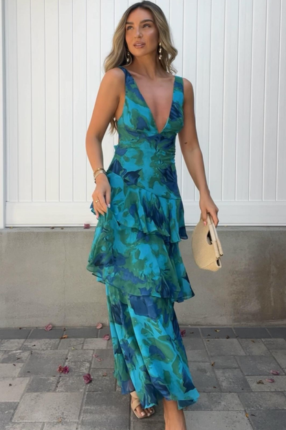 Merel™ | Bloemen Maxi-jurk