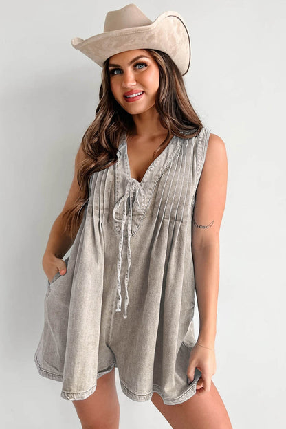 Abbey™ | Luchtige Denim Romper met Striksluiting