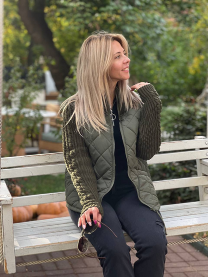 Emma™ | Dames patchwork gebreid vest/jas