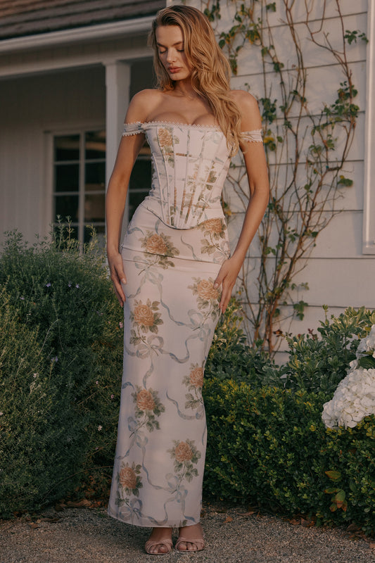 Fien™ | Maxi-jurk met Vintageprint en Korset