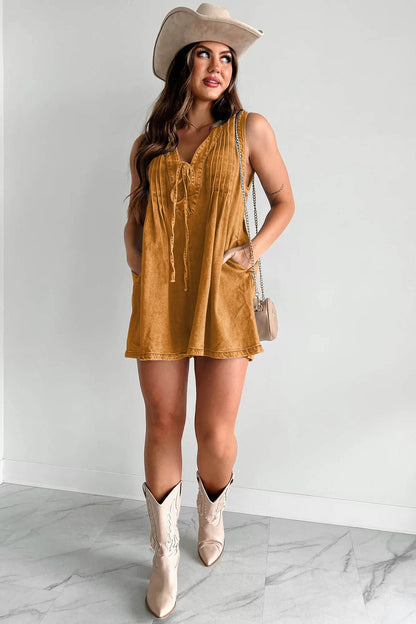 Abbey™ | Luchtige Denim Romper met Striksluiting